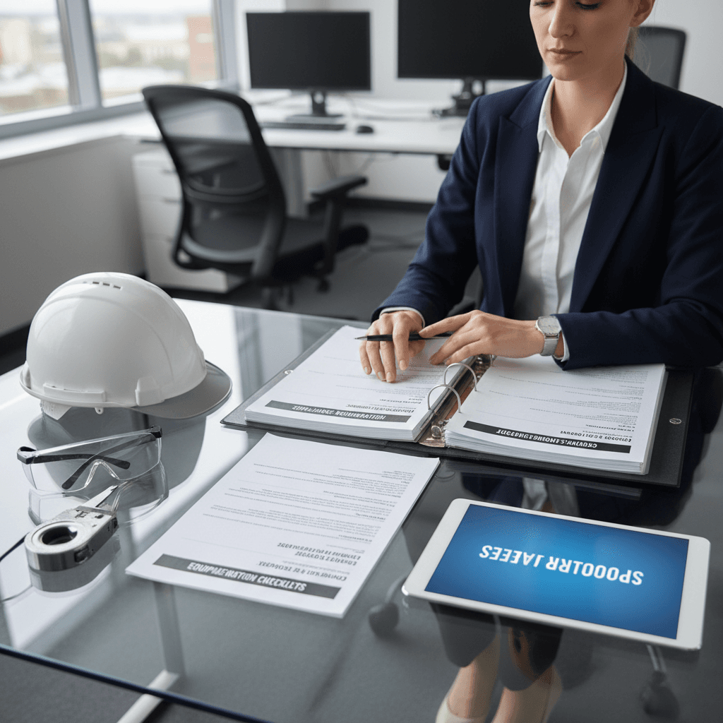 Health and safety professional reviewing compliance documentation